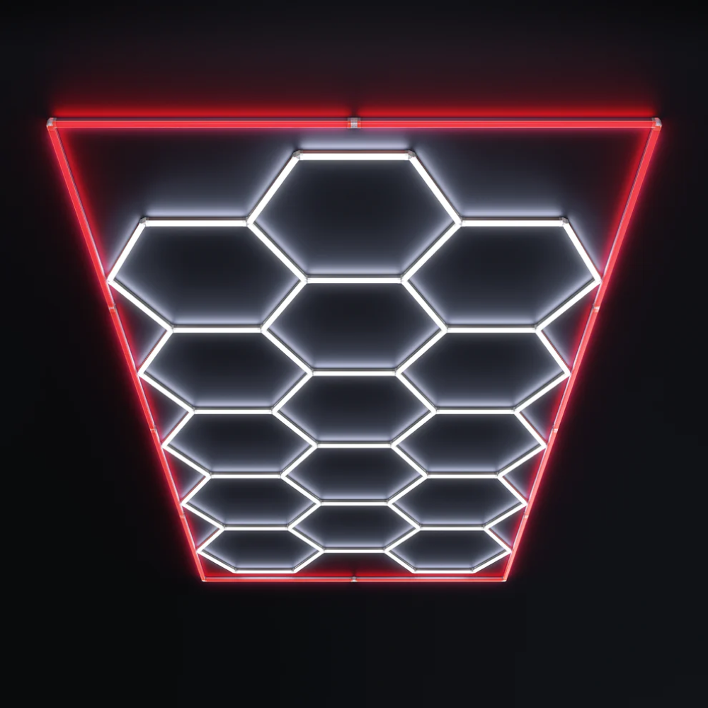 15 Hexagon LED light + Red frame