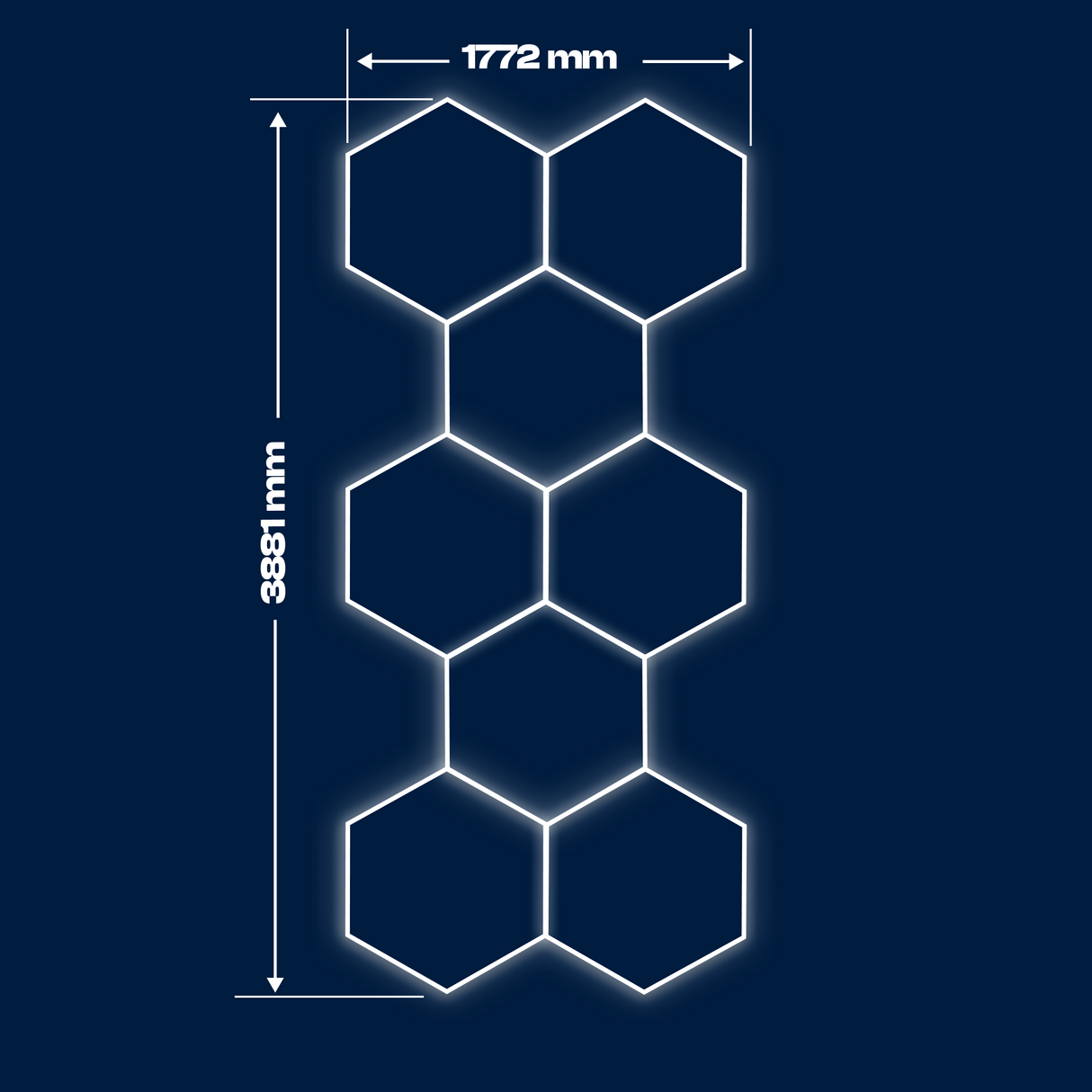 New dimmable version of 8 Hexagon LED light, 0-100%