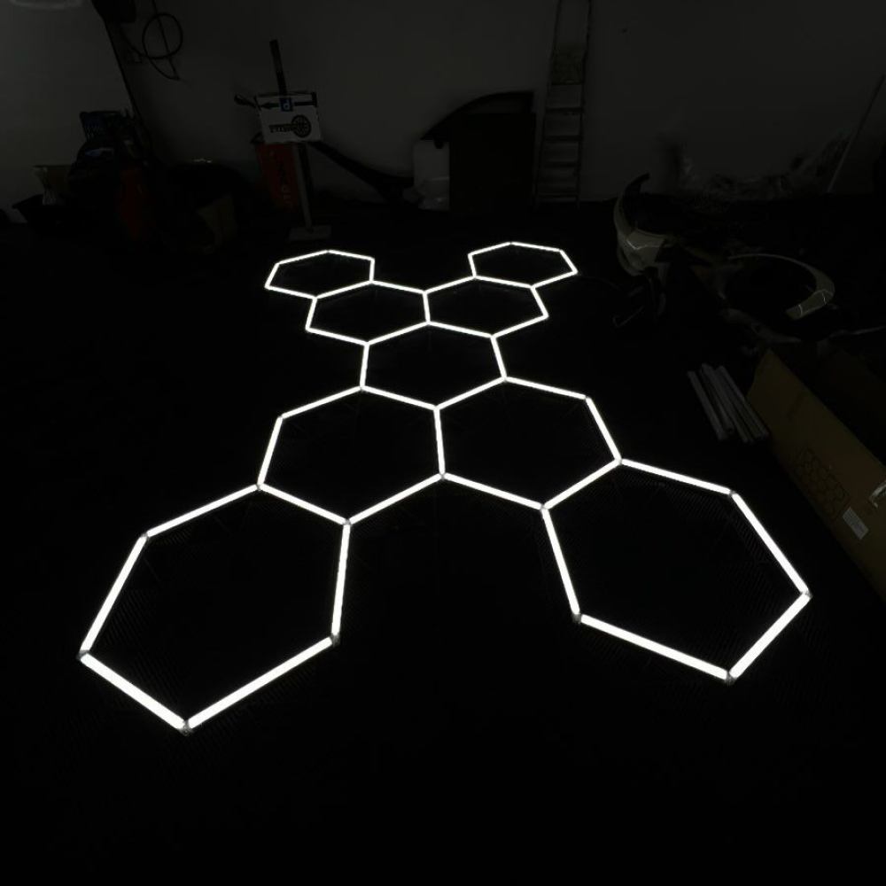 9 Hexagon LED light 6500K + Frame RGB LED lighting