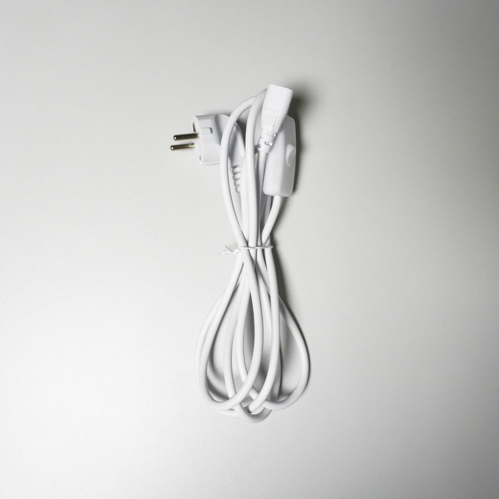 Virtakaapeli, 3-napainen, 2 m, valkoinen