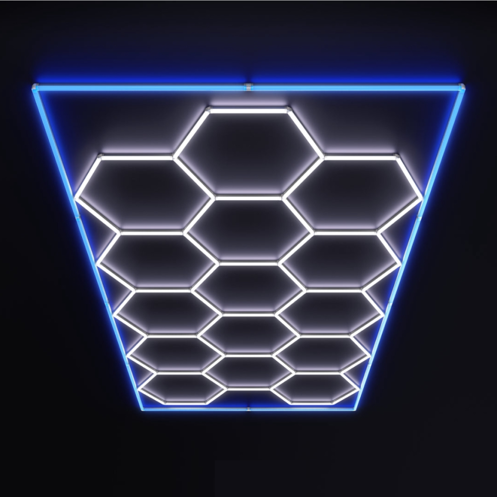 15 Hexagon LED-valo + Sininen kehikko