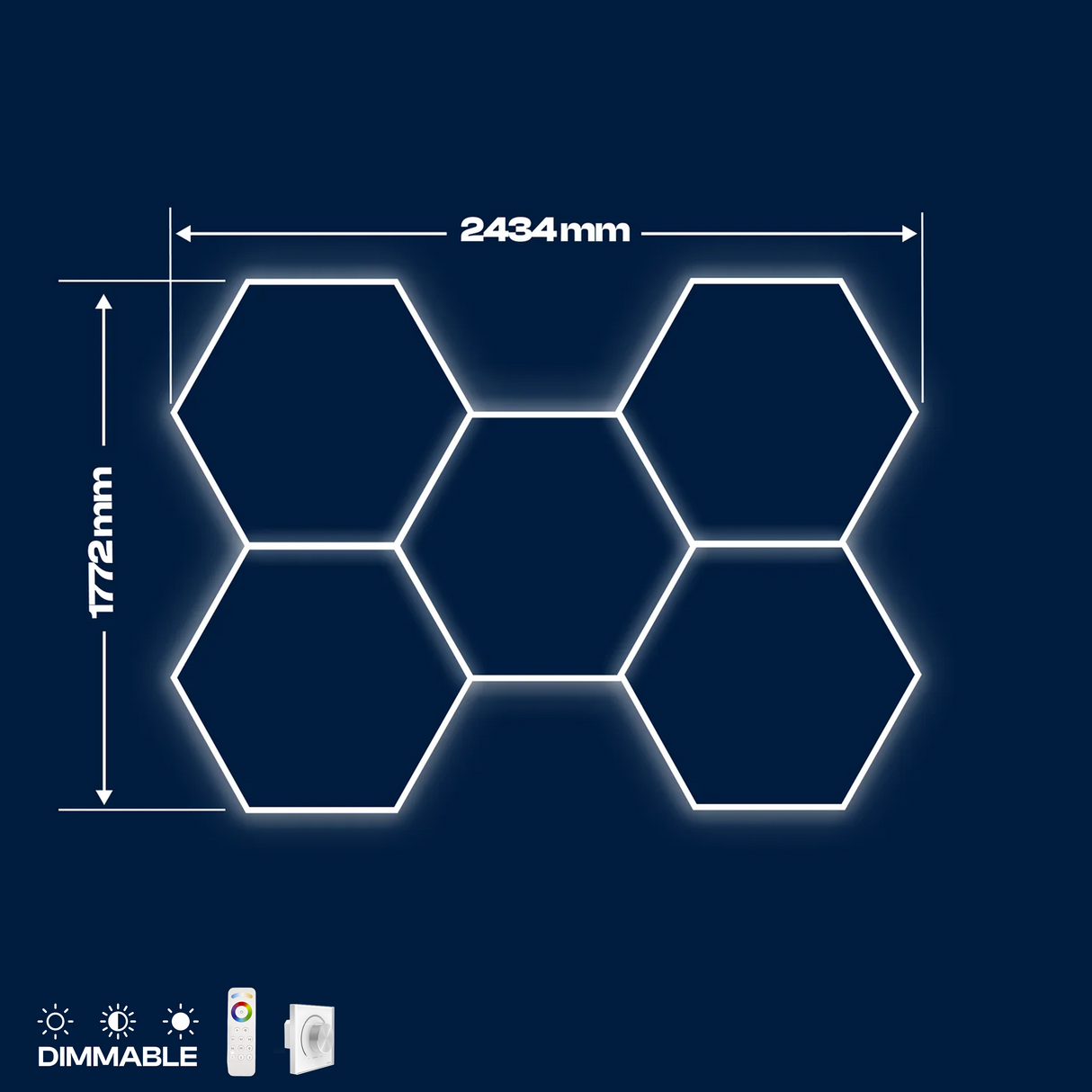 New dimmable version of 5 Hexagon LED light, 0-100%