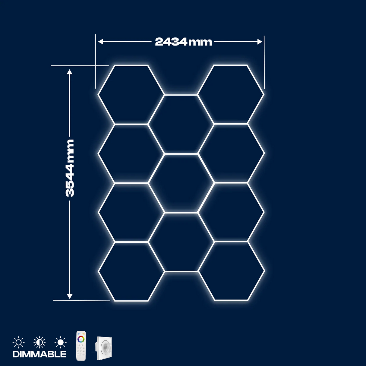 New dimmable version of 11 Hexagon LED light, 0-100%
