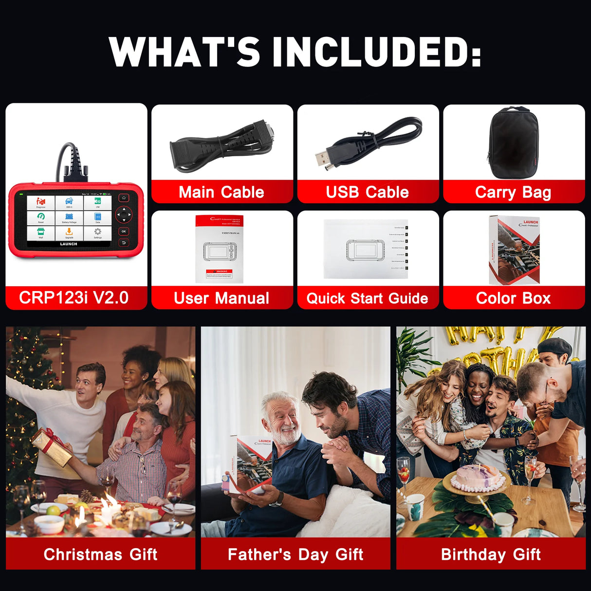 LAUNCH CRP123I V2.0 OBD2-skanneri – Neljän järjestelmän diagnostiikkatyökalu, 7 nollaustoimintoa, ilmainen käyttöikäpäivitys