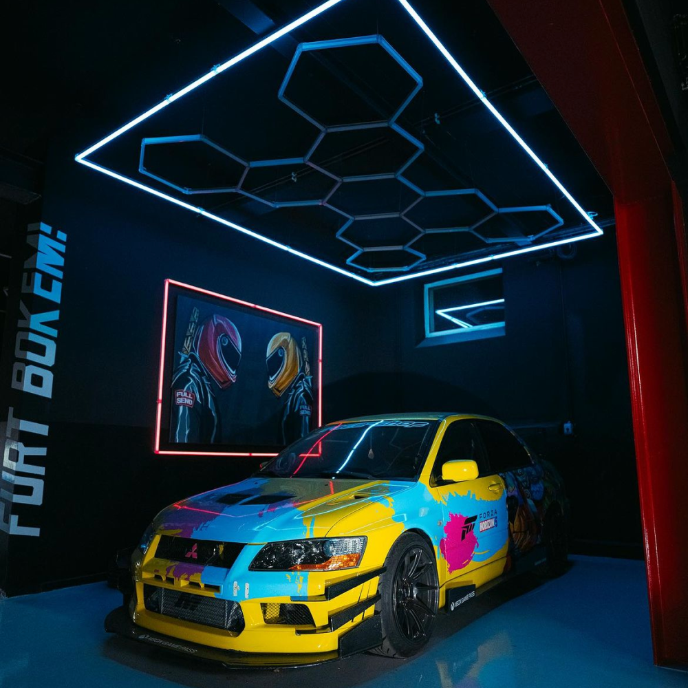 9 Hexagon LED light 6500K + Frame RGB LED lighting