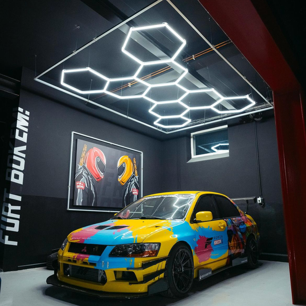 9 Hexagon LED light 6500K + Frame RGB LED lighting