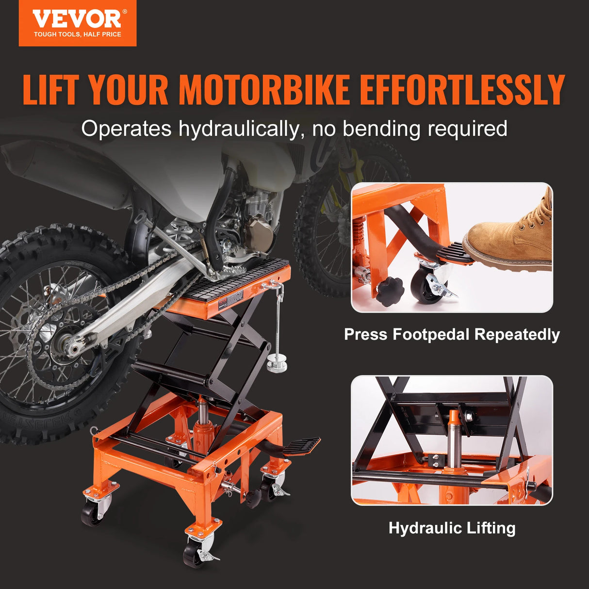 VEVOR Moottoripyöränostin saksinostin hydraulinen, 350 lbs