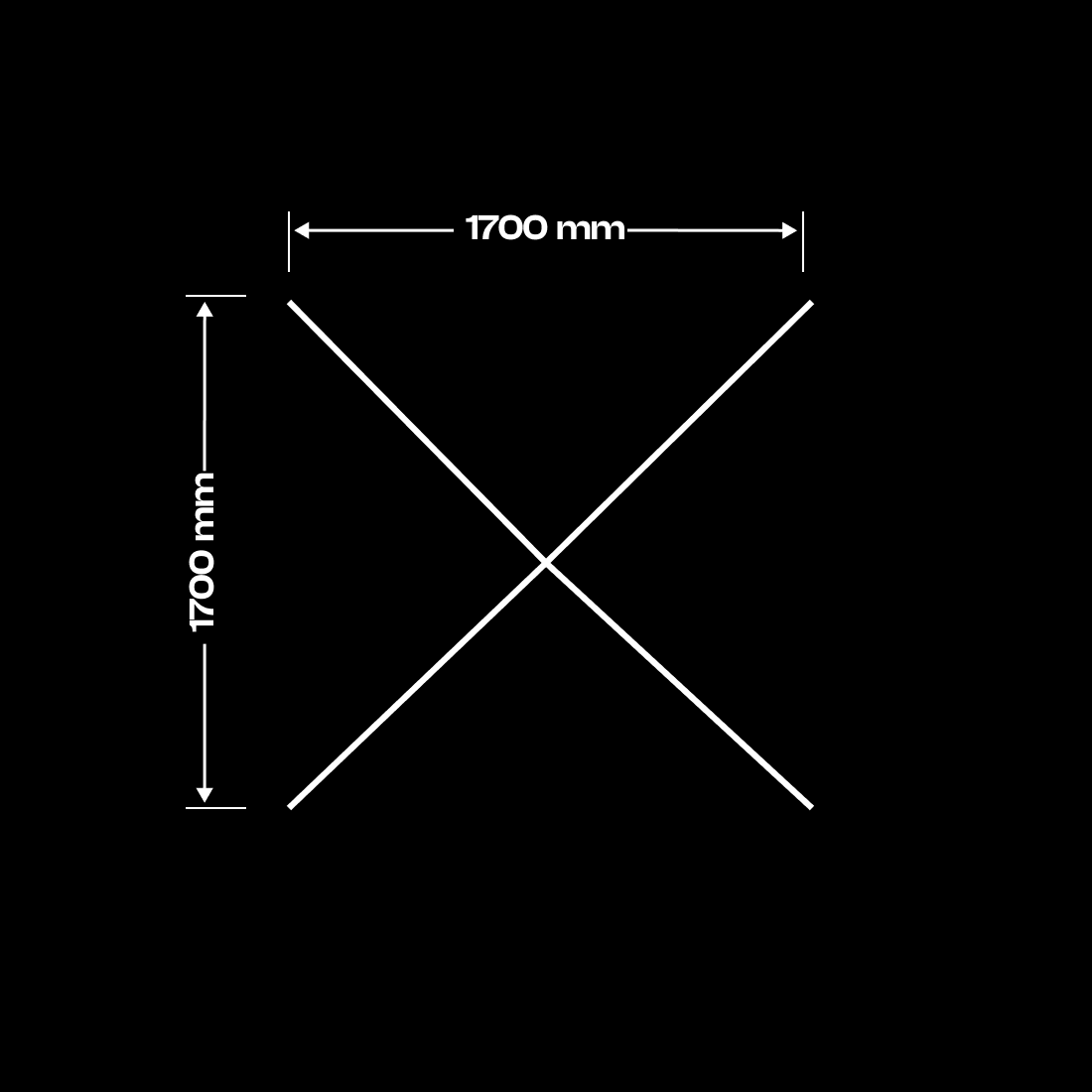 X model LED lamp, 170 cm x 170 cm, 6500K, Dimmable