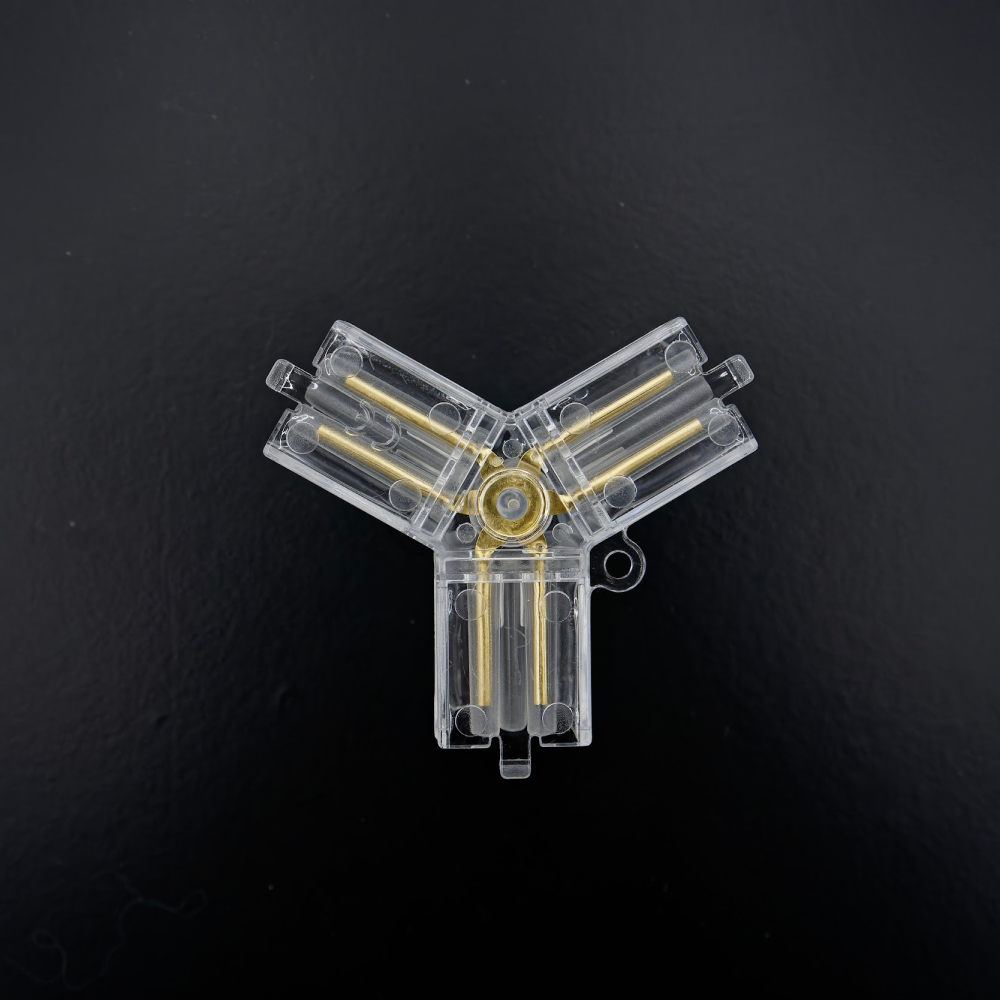 Y-kulmaliitin Hexagon LED-valo, 3 - napainen, muovisille LED-putkille