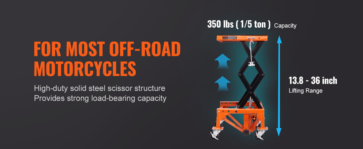 VEVOR Moottoripyöränostin saksinostin hydraulinen, 350 lbs