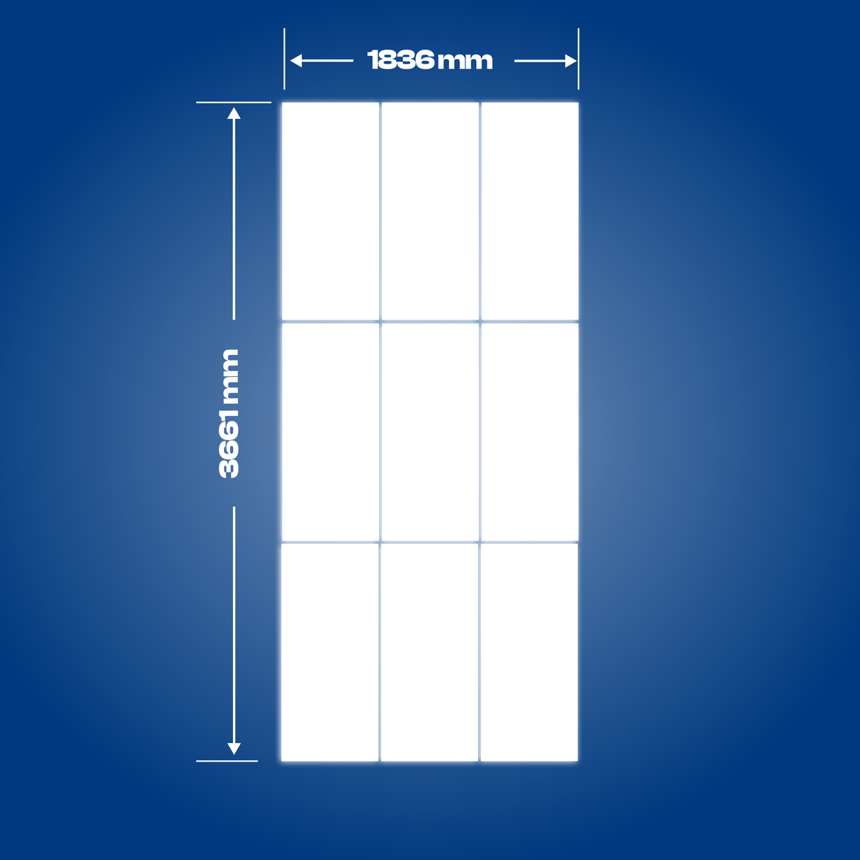 9 x LED-valopaneelia 2400 x 4800 mm