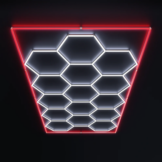 15 Hexagon LED-valo + Punainen kehikko