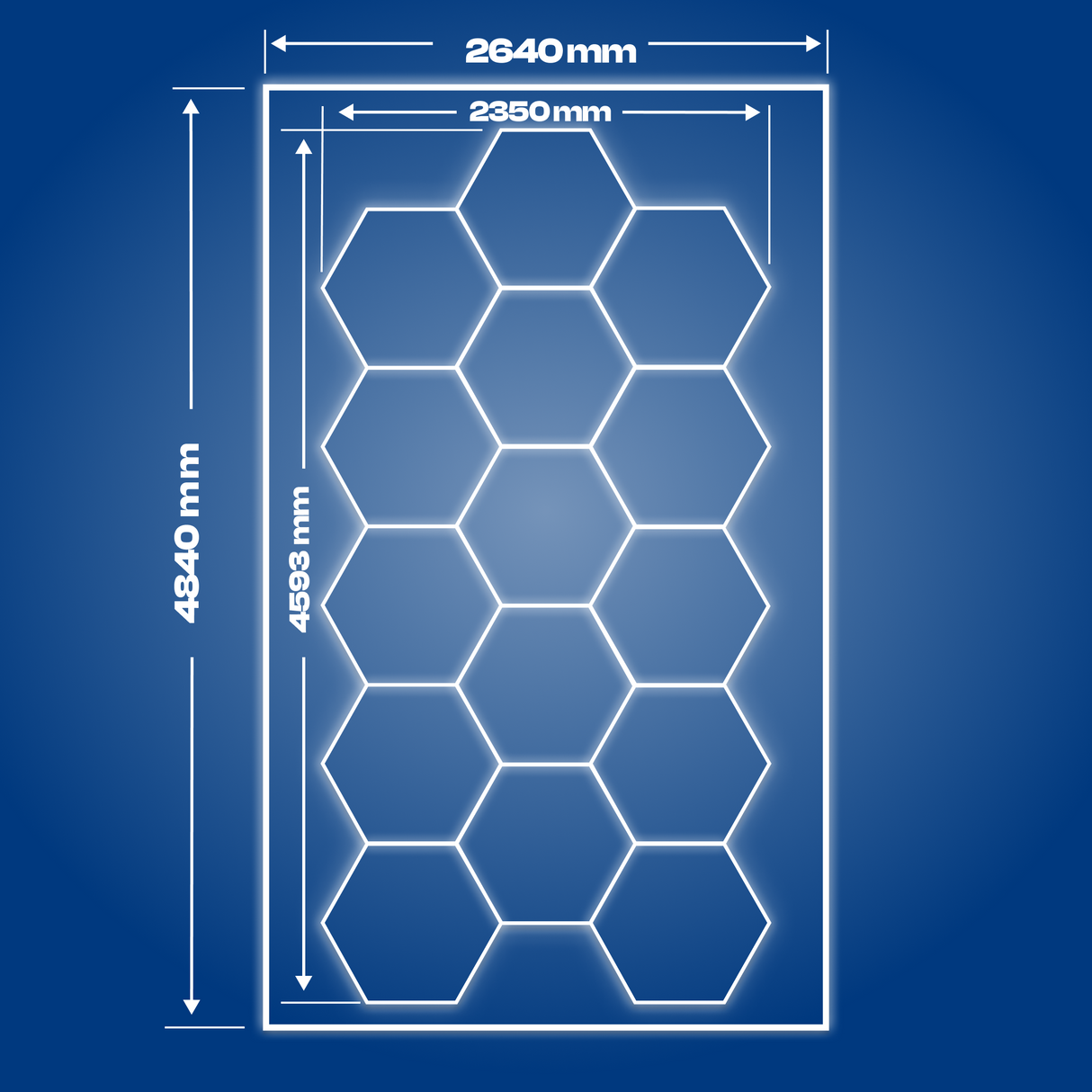 15 Hexagon LED light + frame, 6500K, Dimmable