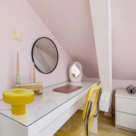 Retro pöytävalaisin Foza, keltainen, 25 cm