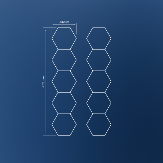 5 Hexagon LED valot 2 kpl Setti