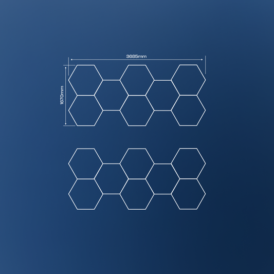 8 Hexagon LED valot 2 kpl Setti