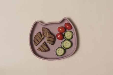 The Cotton Cloud Silicone Suction Plate Pippa Dusty Mauve – lasten silikonilautanen, lila, 27 x 17 cm