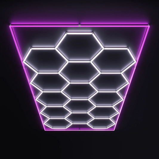 15 Hexagon LED-valo + Pinkki kehikko