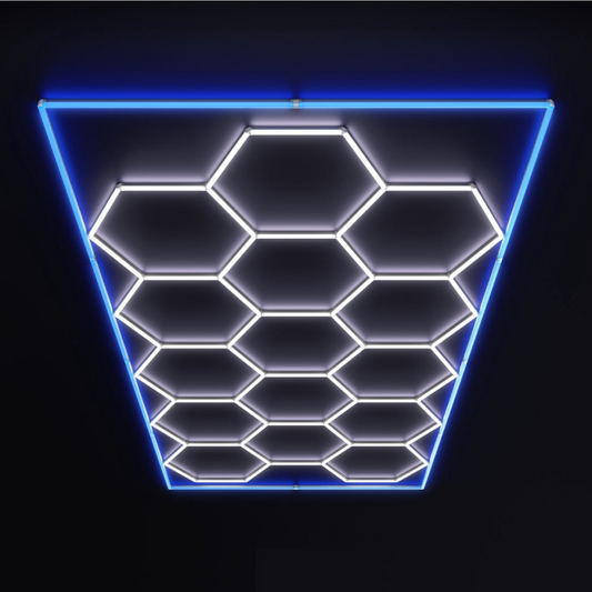 15 Hexagon LED-valo + Sininen kehikko