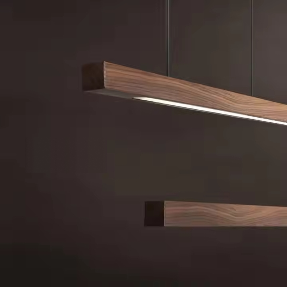 Walnut-colored Japanese-style hanging lamp
