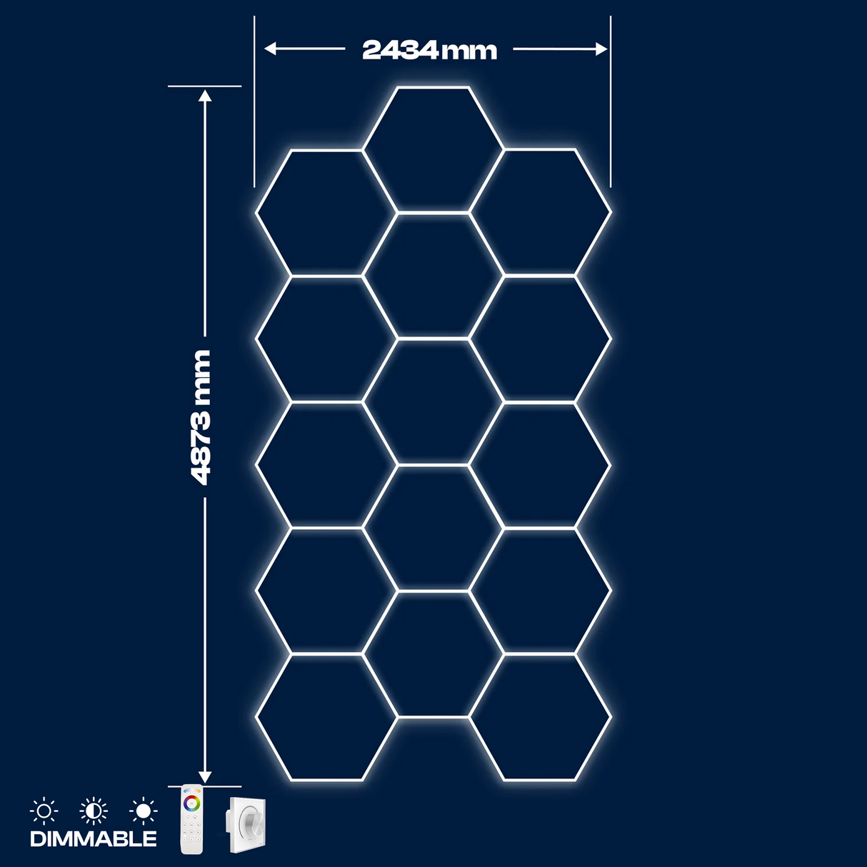 New dimmable version of 15 Hexagon LED light, 0-100%