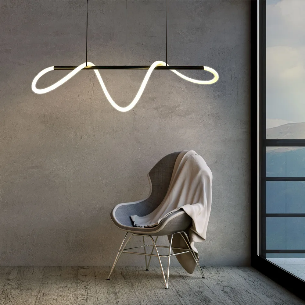 Nordic Modern Flex Neon 360 LED hanging lamp, Fiber + Silica gel