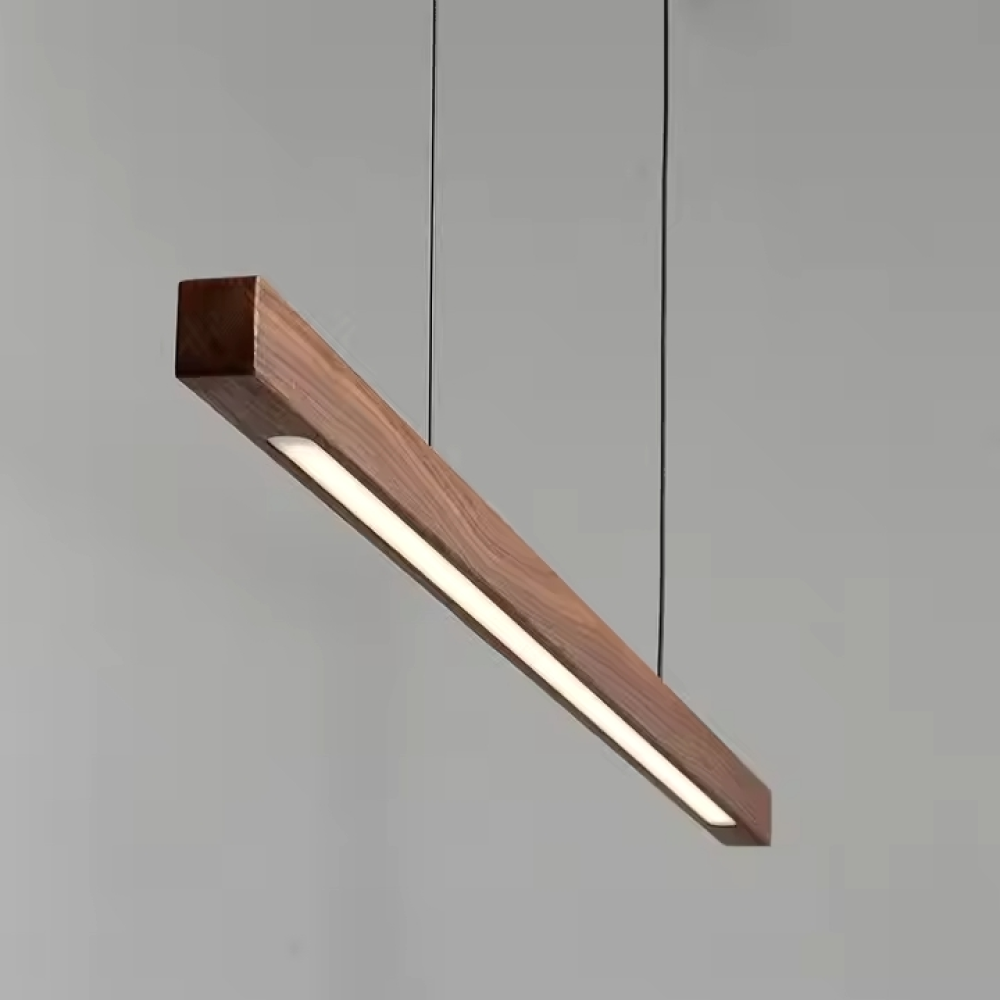 Walnut-colored Japanese-style hanging lamp
