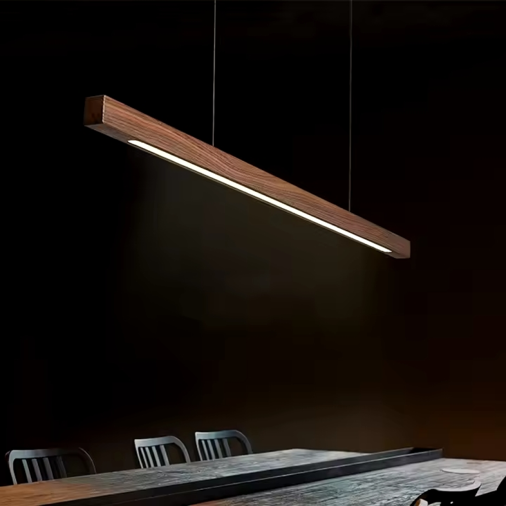 Walnut-colored Japanese-style hanging lamp