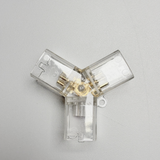 Y-kulmaliitin, toisessa päässä ei kuparineulaa, Hexagon LED-valo, 3 - napainen, 0–100% himmennettäville lampuille