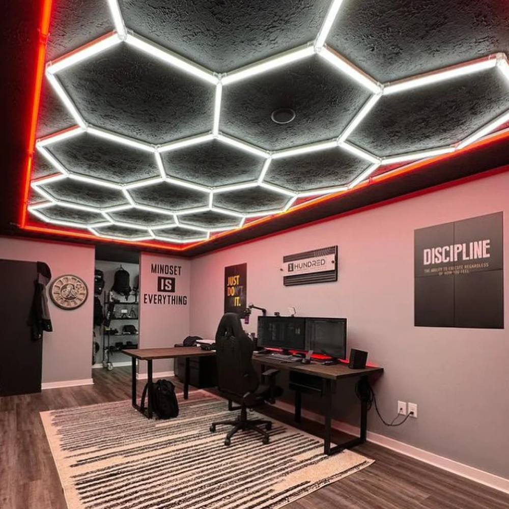 15 Hexagon LED-valo + Punainen kehikko