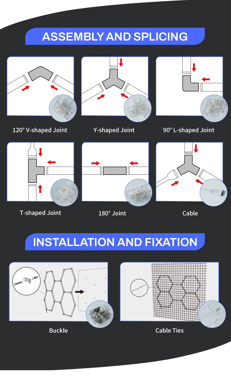 Hexagon LED-valosarjat