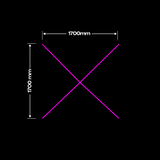 X model LED lamp, 170 cm x 170 cm