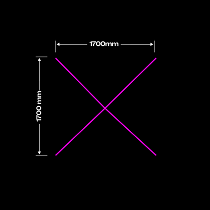 X malli LED-valaisin, 170 cm x 170 cm