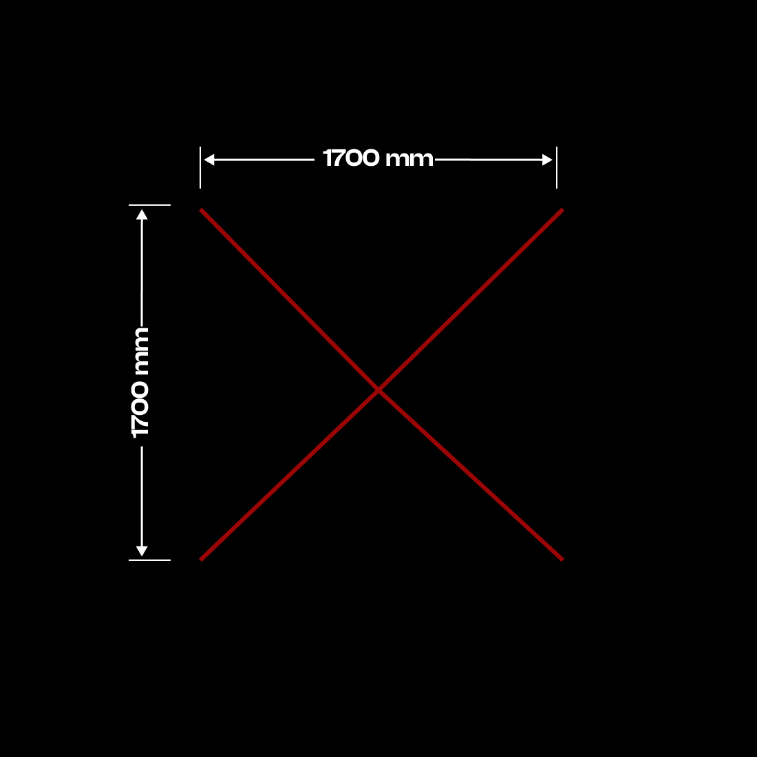 X model LED lamp, 170 cm x 170 cm
