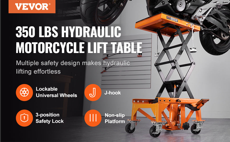 VEVOR Moottoripyöränostin saksinostin hydraulinen, 350 lbs